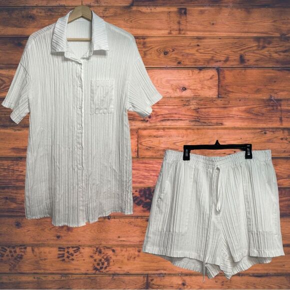Shein Curve White Matching Shorts & Top Set 2XL - Picture 1 of 8